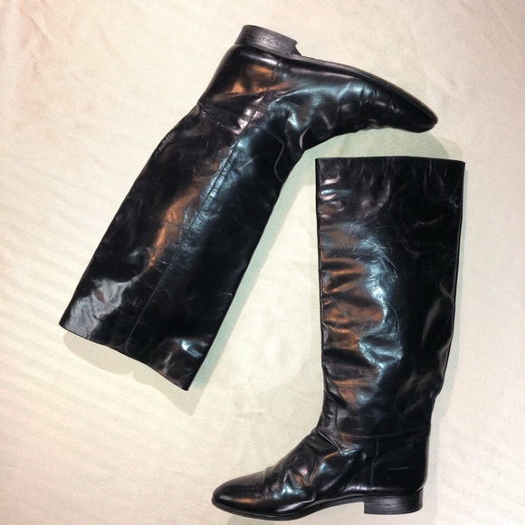 EUC Vintage Italian Black Leather Riding Boots 10M - Picture 10 of 14